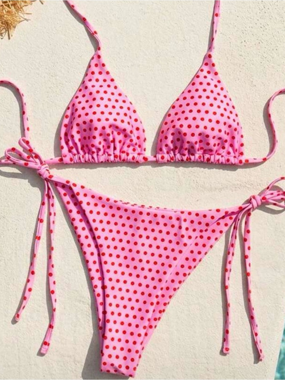 Pink Polka Dot Tie-Side Bikini - Women Swim - Size M - NWT - Picture 3 of 3